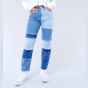 HOLLISTER ULTRA high-rise vintage straight Color Block Women's Jeans